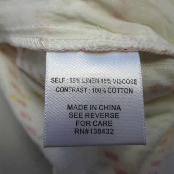 Modcloth Women's Wide Leg Pants 8 Ivory Linen Viscose Rainbow Plaid Preppy 306 - Picture 4 of 11